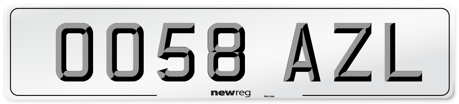 OO58 AZL Number Plate from New Reg